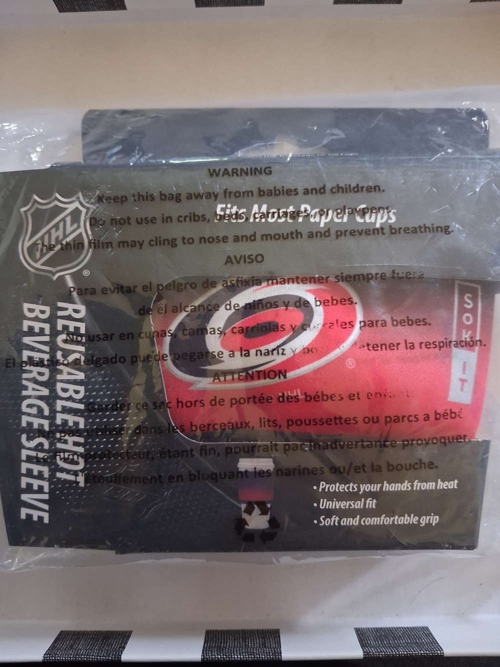 NHL Carolina Hurricanes Red Reusable Hot/Cold Beverage Sleeve